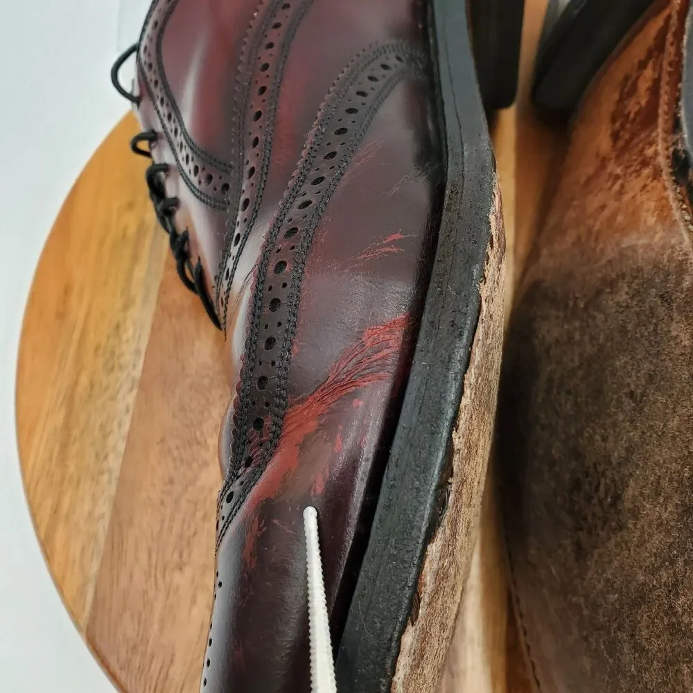 Florsheim Dress Shoes Brogue Wingtip Men's 9.5D Burgundy Leather Derby Classic